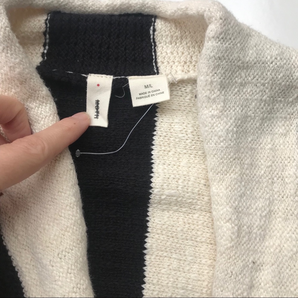 Anthro moth black and white stripe fringe cardigan - Picture 5 of 8